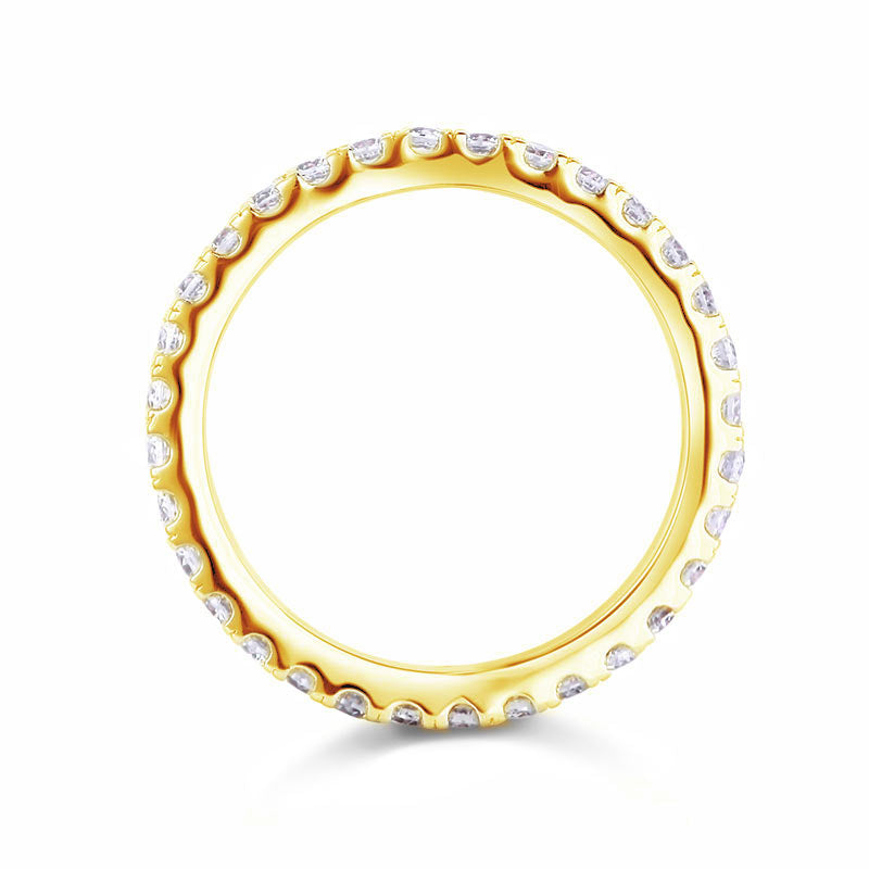 Eternity Ring Yellow Gold Plated Wedding Band - View 3 | SelinJewels
