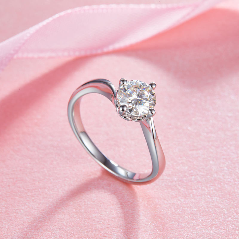 1 Carat Moissanite Diamond Swirl Solitaire Ring - View 2 | SelinJewels
