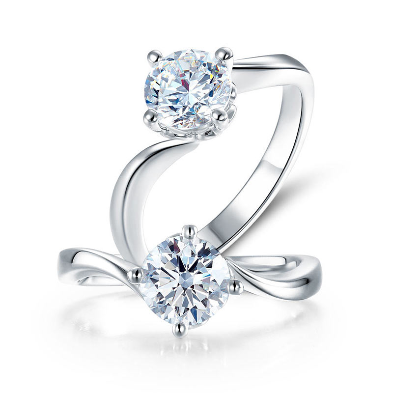 1 Carat Moissanite Diamond Swirl Solitaire Engagement 925 Sterling Silver Ring | SelinJewels