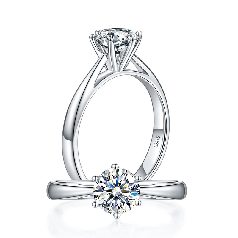 Classic round 6-claw moissanite engagement ring - MFR8339