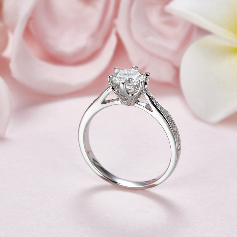 1 Carat Moissanite Diamond Ring Engagement 925 Sterling Silver