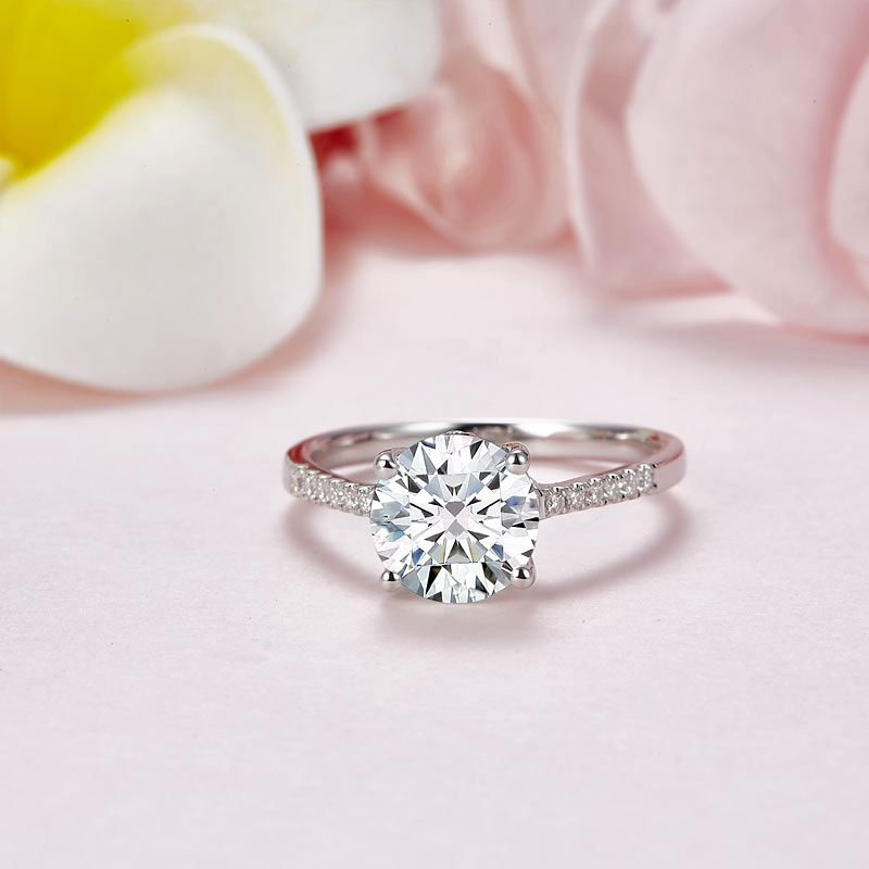 2 Carat Moissanite Diamond Engagement Ring 925 Sterling Silver