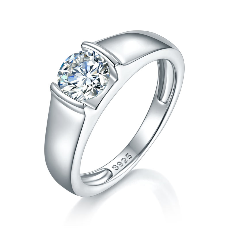 Men's Ring Moissanite Diamond 1 Carat Engagement - View 3 | SelinJewels