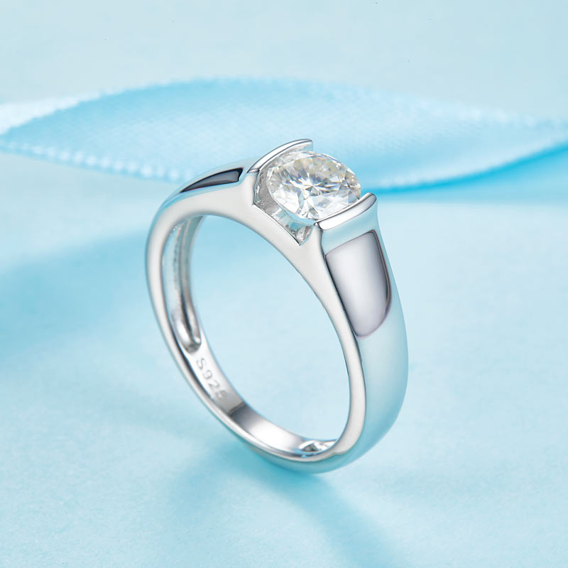 Men's Ring Moissanite Diamond 1 Carat Engagement - View 2 | SelinJewels