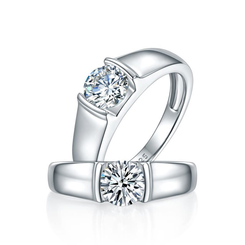 Men's Ring Moissanite Diamond 1 Carat Engagement 925 Sterling Silver | SelinJewels