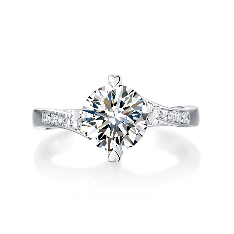 1.5 Carat Moissanite Diamond Ring Heart Shape Prong 925 Sterling Silver
