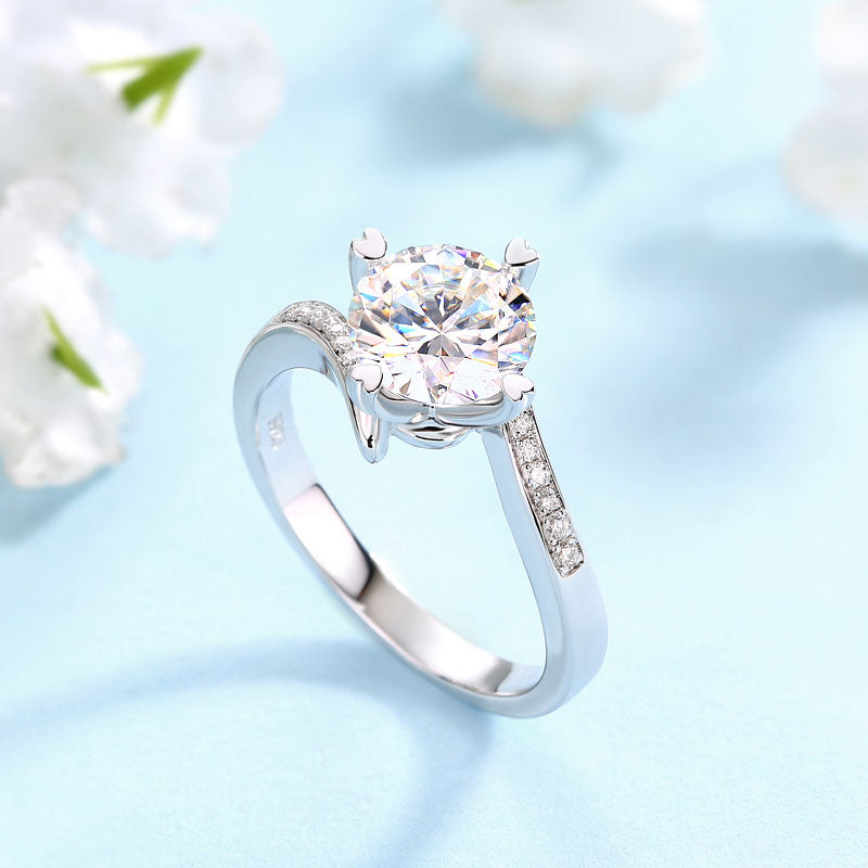 1.5 Carat Moissanite Diamond Heart Shape Ring - View 3 | SelinJewels