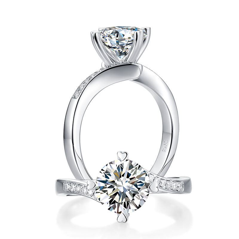 1.5 Carat Moissanite Diamond Ring Heart Shape Prong 925 Sterling Silver | SelinJewels