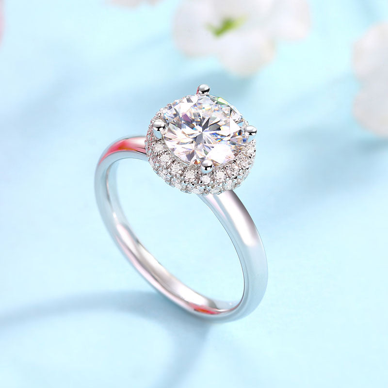 1.5 Carat Moissanite Diamond Halo Ring - View 3 | SelinJewels