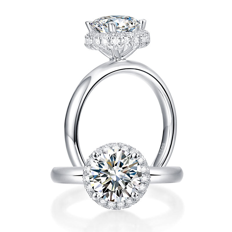 1.5 Carat Moissanite Diamond Ring Halo 925 Sterling Silver | SelinJewels
