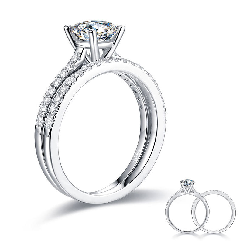 1 Carat Moissanite Diamond Ring Set 925 Sterling Silver | SelinJewels