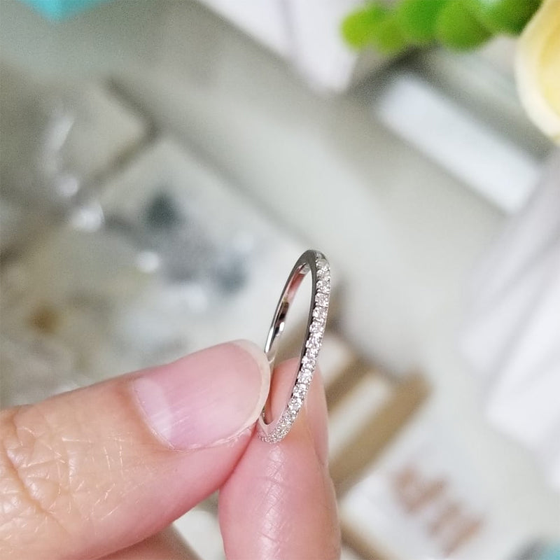 Moissanite Diamond Wedding Band Half Eternity - View 4 | SelinJewels
