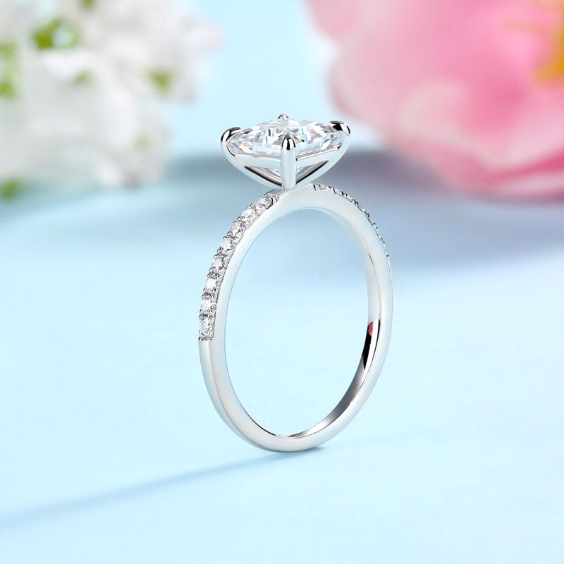 Princess Cut Moissanite Diamond Ring Set - View 6 | SelinJewels