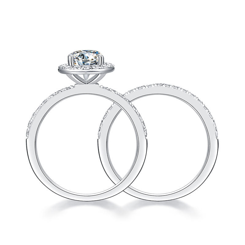 1 Carat Heart Moissanite Diamond Ring Set 925 Sterling Silver