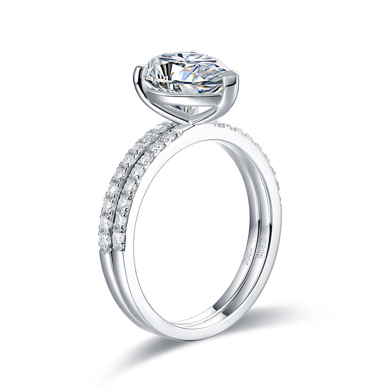 2 Carat Pear Cut Moissanite Diamond Ring Set - View 6 | SelinJewels