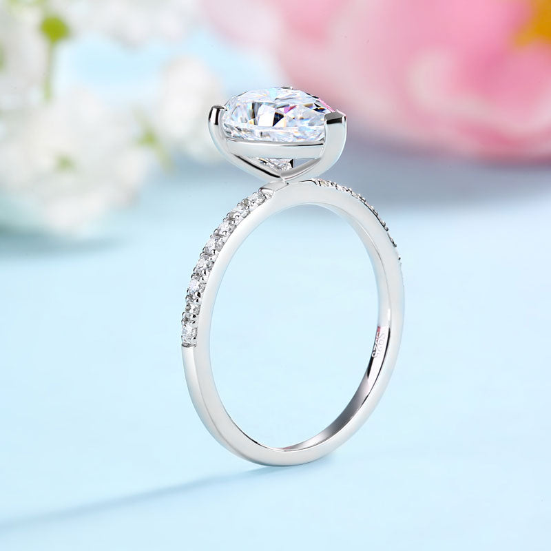 2 Carat Pear Cut Moissanite Diamond Ring Set - View 3 | SelinJewels