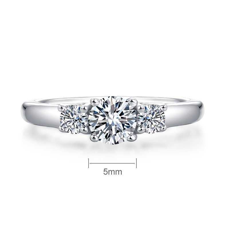 Three Stone Moissanite Diamond Wedding Band Ring - View 6 | SelinJewels