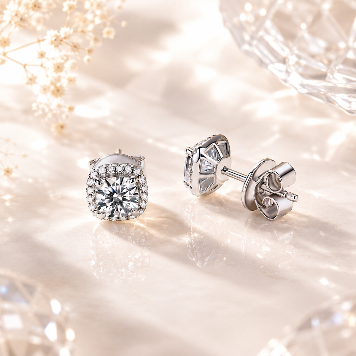 Cushion Cut 0.6 Carat Moissanite Diamond Stud Earrings 925 Sterling Silver