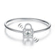 Heart Lock Dancing Stone Bangle Solid 925 Sterling Silver Good for Bridal Bridesmaid Gift