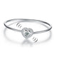 Dancing Stone Heart Bangle Solid 925 Sterling Silver Bridal Wedding
