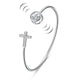 Dancing Stone Cross Bangle Solid 925 Sterling Silver Bridal Wedding