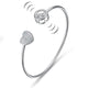 Dancing Stone Heart Bangle Solid 925 Sterling Silver Bridal Wedding