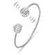 Dancing Stone Crown Bangle Solid 925 Sterling Silver Bridal Wedding