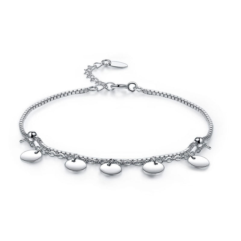 Solid 925 Sterling Silver Bracelet Dangle Circle Fashion Bridesmaid Wedding Gift | SelinJewels