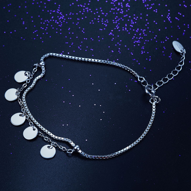 Solid 925 Sterling Silver Bracelet Dangle Circle Fashion Bridesmaid Wedding Gift - View 4 | SelinJewels