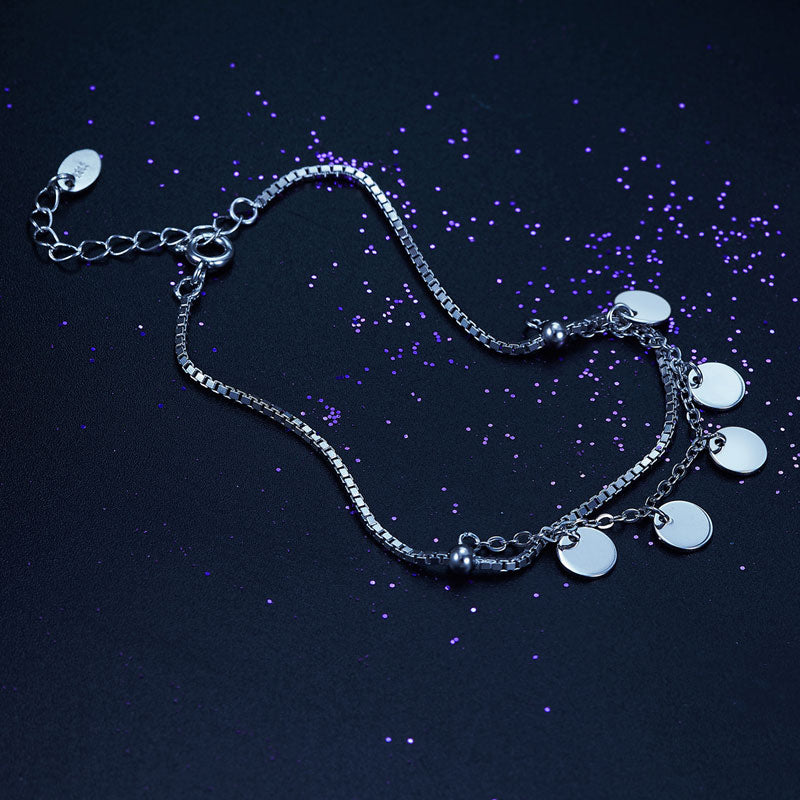Solid 925 Sterling Silver Bracelet Dangle Circle Fashion Bridesmaid Wedding Gift - View 6 | SelinJewels