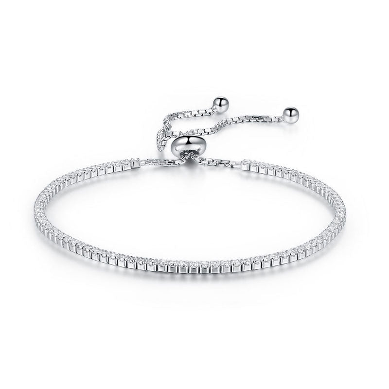 Solid 925 Sterling Silver Bracelet Adjustable Fashion Birthday Bridesmaid Gift - View 3 | SelinJewels