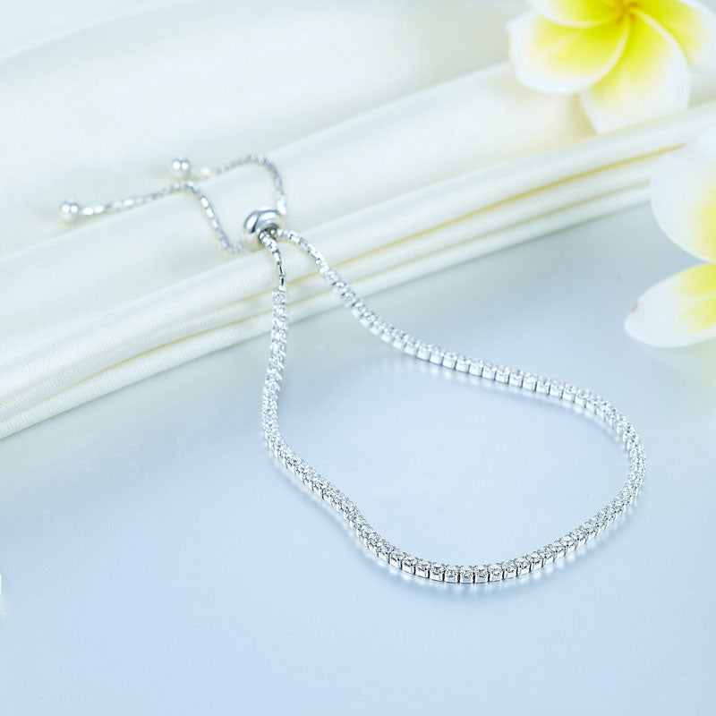 Solid 925 Sterling Silver Bracelet Adjustable Fashion Birthday Bridesmaid Gift - View 4 | SelinJewels