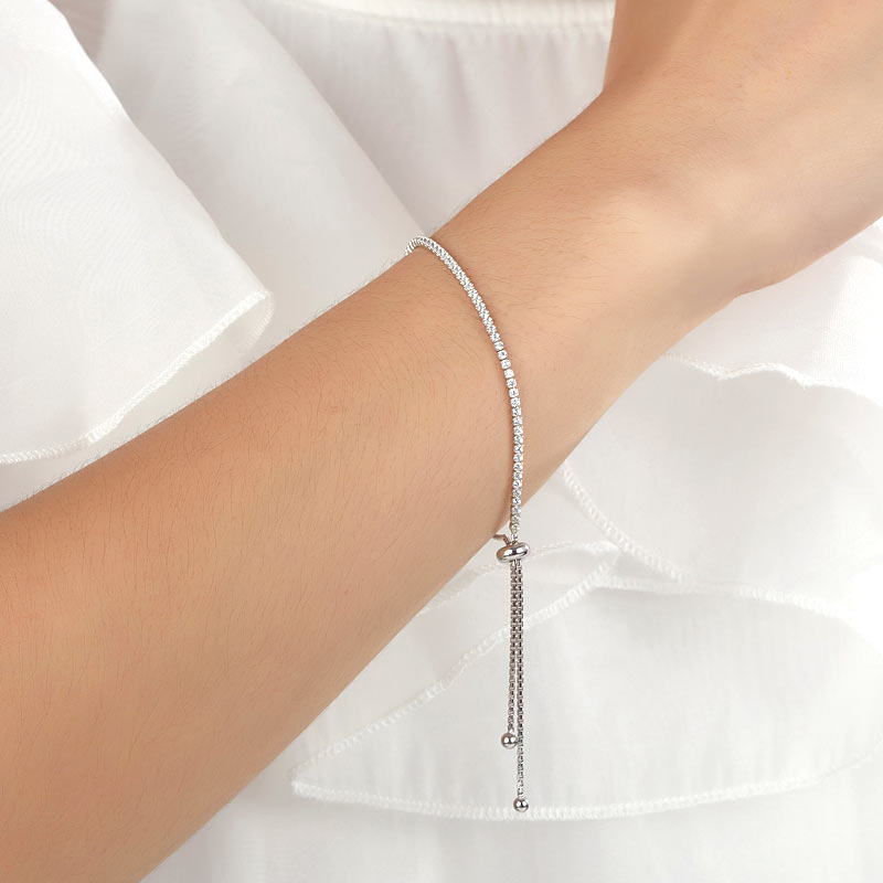 Solid 925 Sterling Silver Bracelet Adjustable Fashion Birthday Bridesmaid Gift - View 2 | SelinJewels