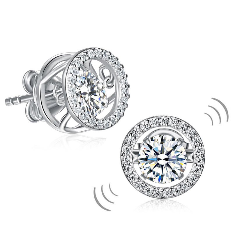 Dancing Stone Stud Earrings 925 Sterling Silver | SelinJewels