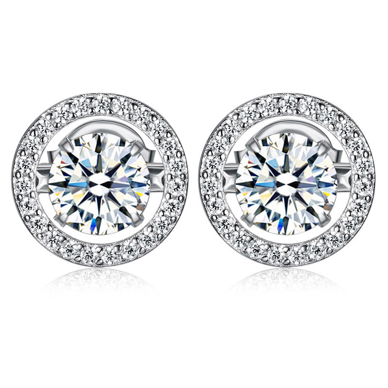 Dancing Stone Stud Earrings 925 Sterling Silver - View 6 | SelinJewels