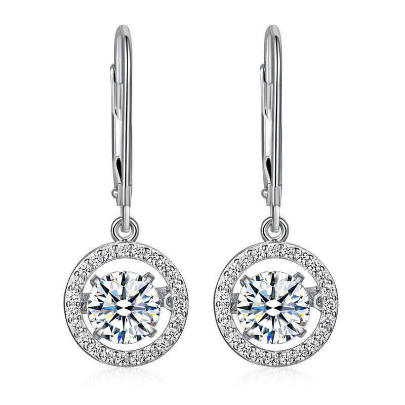 Dancing Stone Dangle Drop Earrings 925 Sterling Silver Wedding Gift - View 3 | SelinJewels