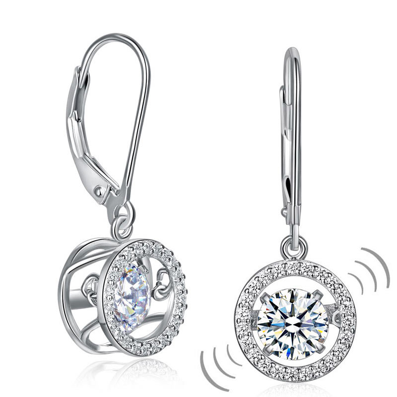 Dancing Stone Dangle Drop Earrings 925 Sterling Silver Wedding Gift | SelinJewels