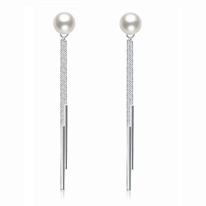 Drop Bridal Wedding 925 Sterling Silver Simulated Pearl Earrings Bridesmaid Jewelry | SelinJewels