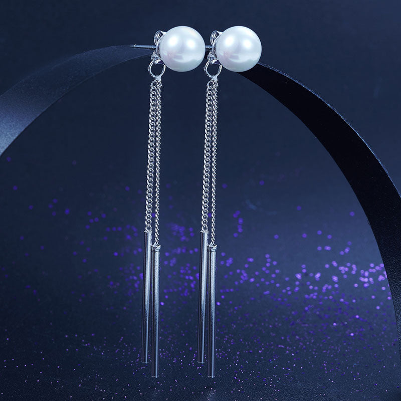 Drop Bridal Wedding 925 Sterling Silver Simulated Pearl Earrings Bridesmaid Jewelry - View 4 | SelinJewels