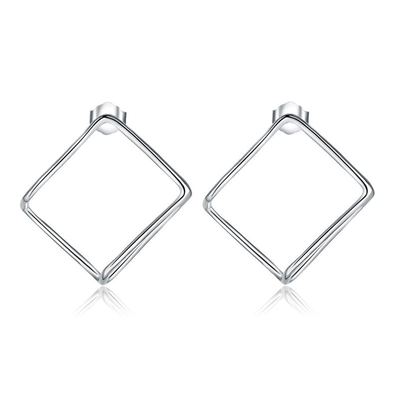 Cube Stud 925 Sterling Silver Earrings Fashion Stylish Jewelry | SelinJewels