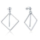 925 Sterling Silver Earrings Dangle Square Fashion Stylish Jewelry