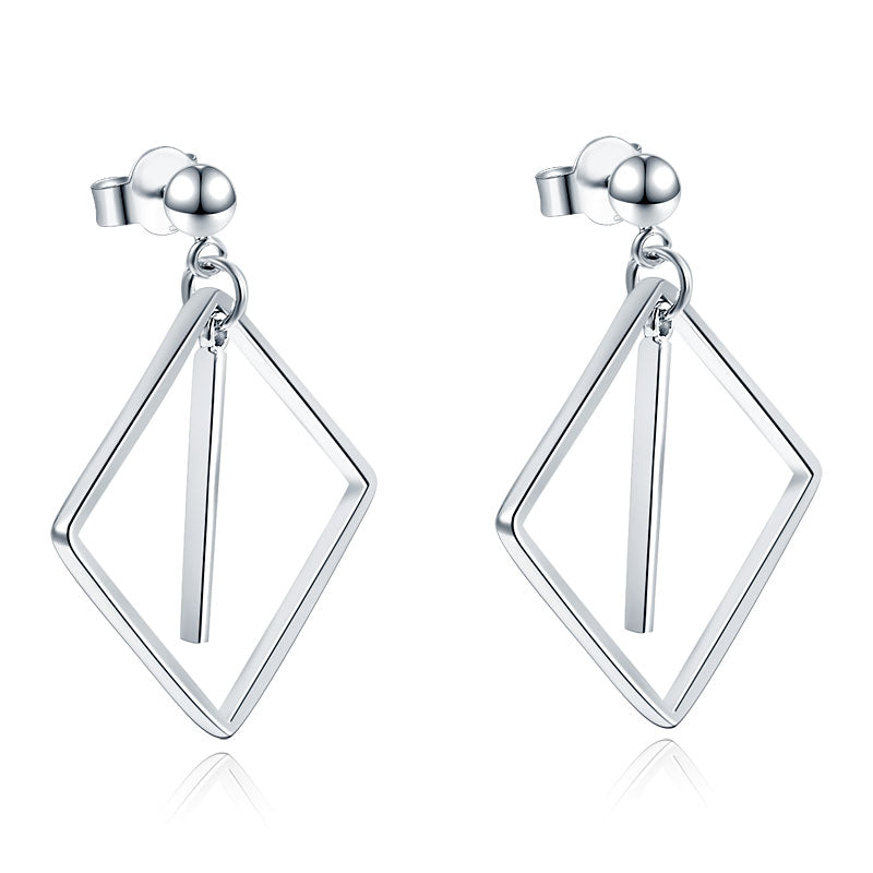 925 Sterling Silver Earrings Dangle Square Fashion Stylish - View 4 | SelinJewels