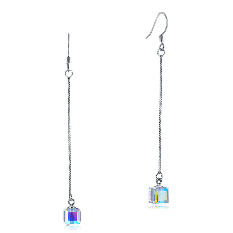 Top Quality Dangle Drop Line 925 Sterling Silver Earrings AB Austrian Crystal | SelinJewels