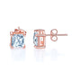 1 Ct Princess Cut Simulated Diamond Stud Earrings 925 Sterling Silver Rose Gold Plated