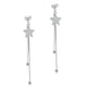 Long Elegant Solid 925 Sterling Silver Earrings Star Simulated Diamonds