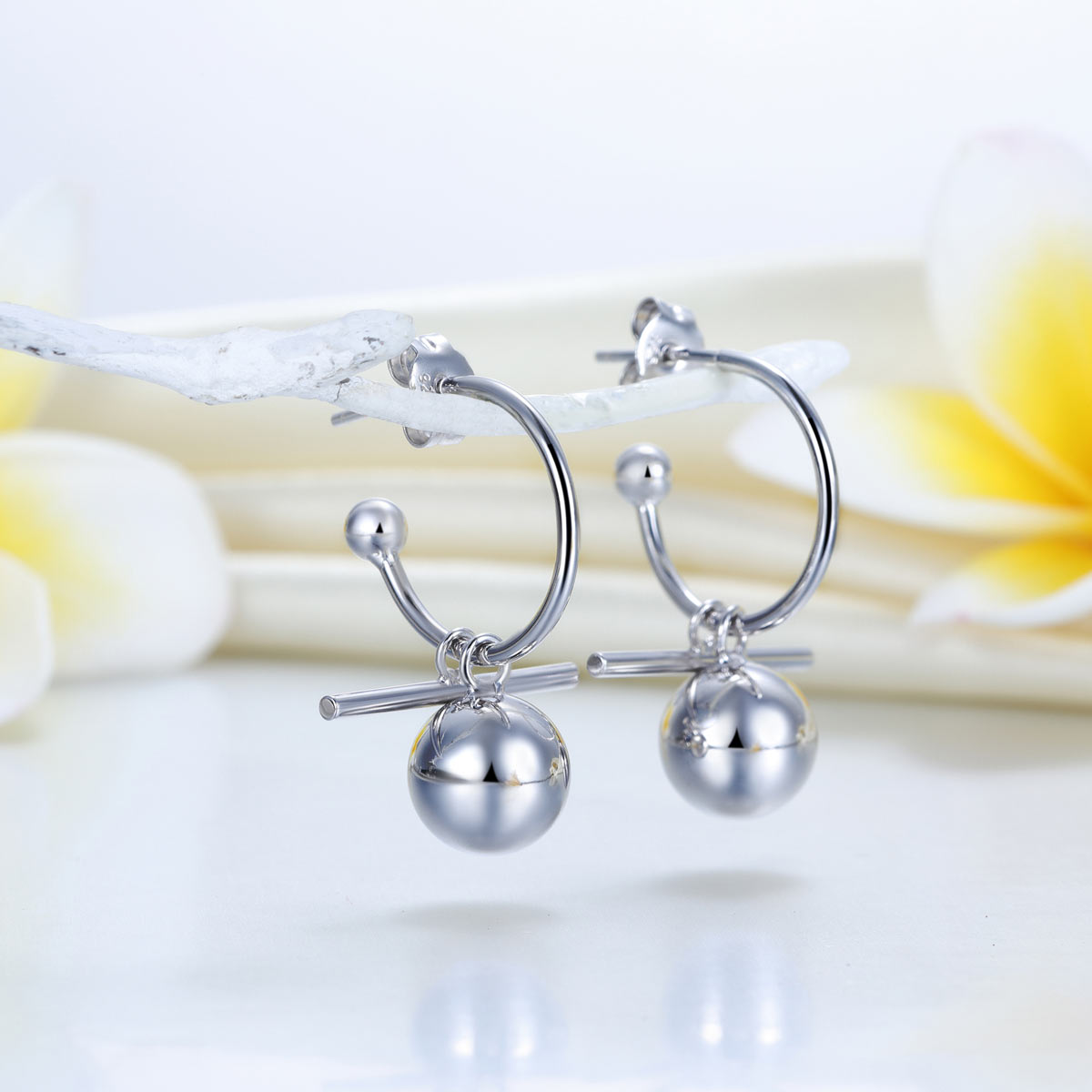 Dangle Balls Solid 925 Sterling Silver Earrings - View 2 | SelinJewels