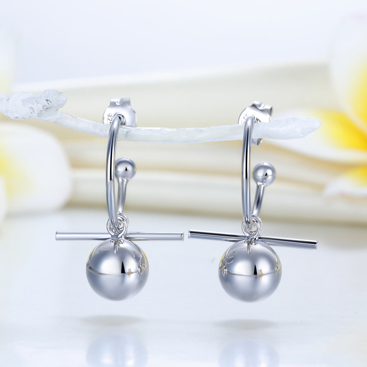 Dangle Balls Solid 925 Sterling Silver Earrings - View 3 | SelinJewels