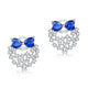 Solid 925 Sterling Silver Stud Earrings Blue Simulated Diamonds