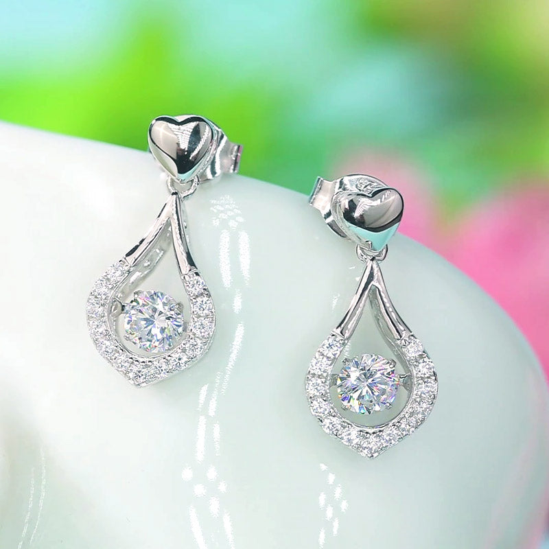 Dancing Stone Earrings Heart Tear Drop 925 Sterling Silver - View 6 | SelinJewels