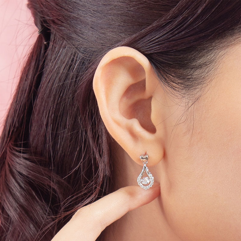 Dancing Stone Earrings Heart Tear Drop 925 Sterling Silver - View 5 | SelinJewels